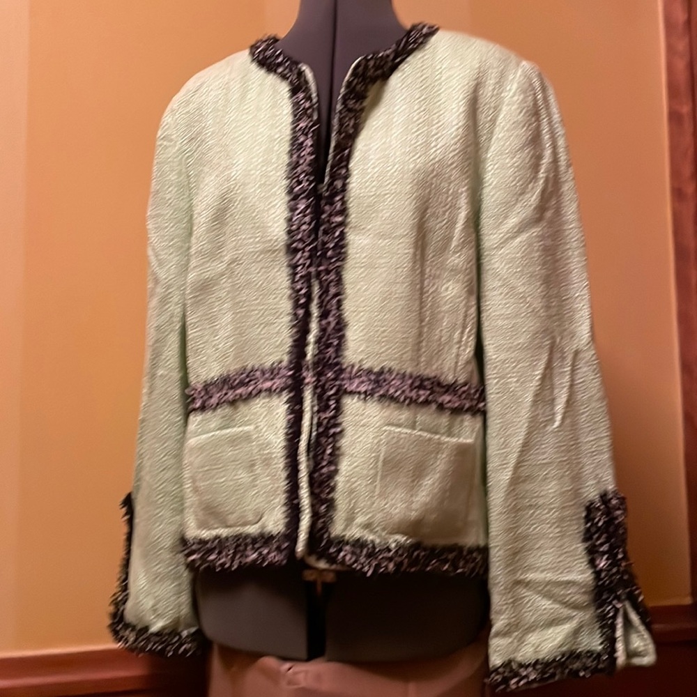 Apt. 9 Vintage-Look Three-Clasp Green Creamsicle Blazer - Size 16